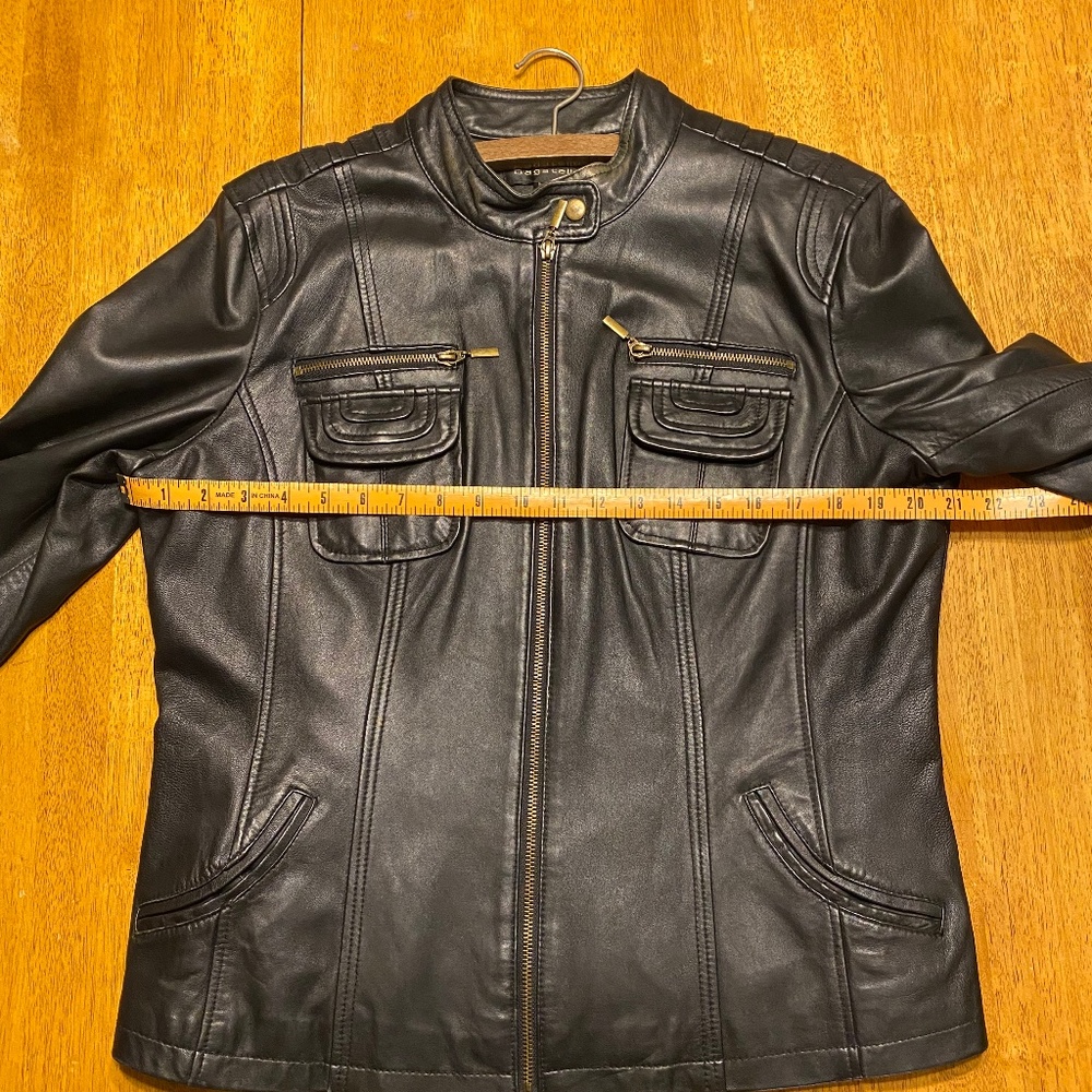 Bagatelle distressed black leather jacket Women’s XL - Picture 8 of 8
